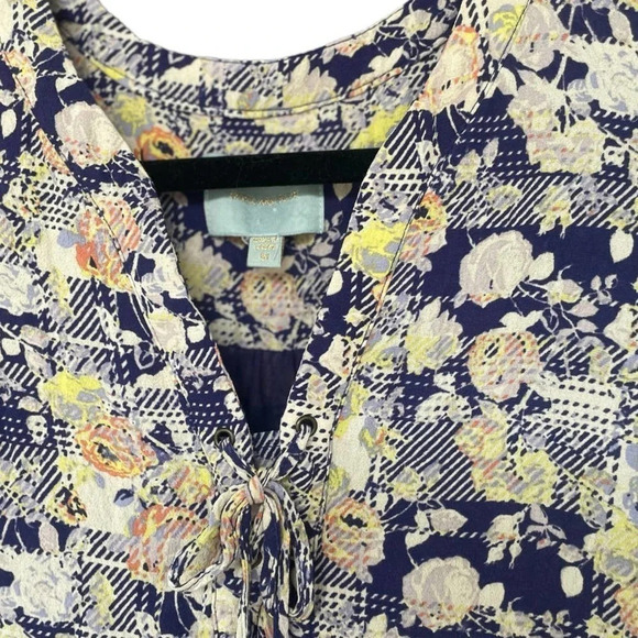 Skies Are Blue Women's Floral Plaid Mini Dress Size Medium Drawstring - Picture 5 of 6